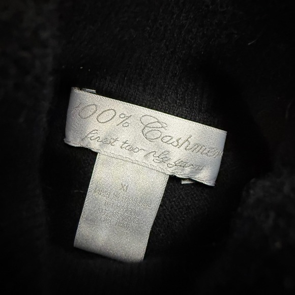 Black 100% Cashmere Sleeveless Turtleneck Sweater Vest XL Two-Ply Knit - Picture 6 of 7